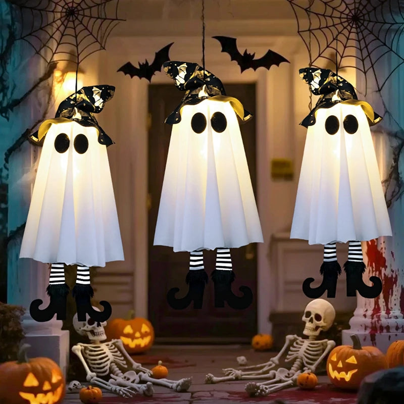 Fantasma con Sombrero de Bruja y Luz LED