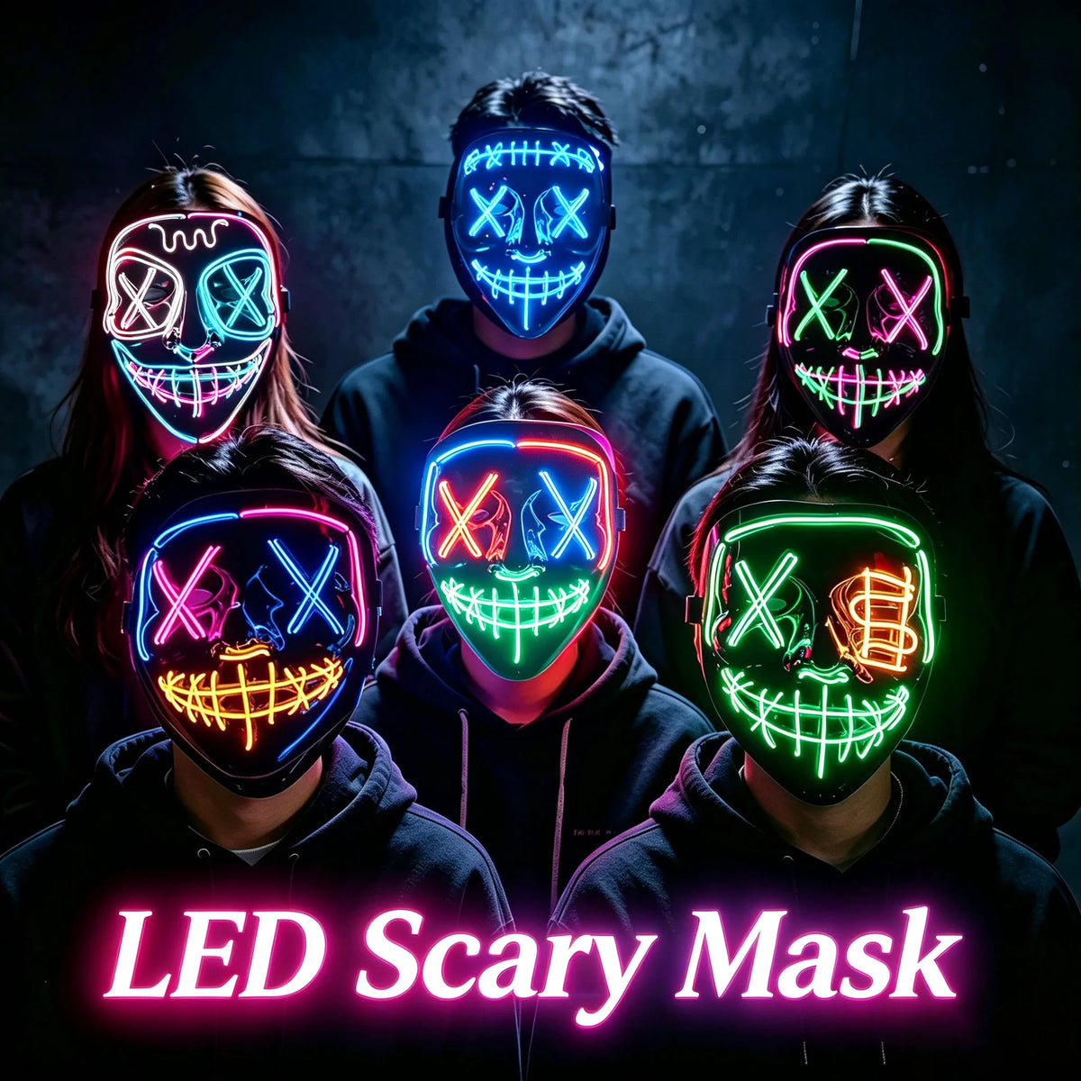 Máscara LED de Neón para Halloween